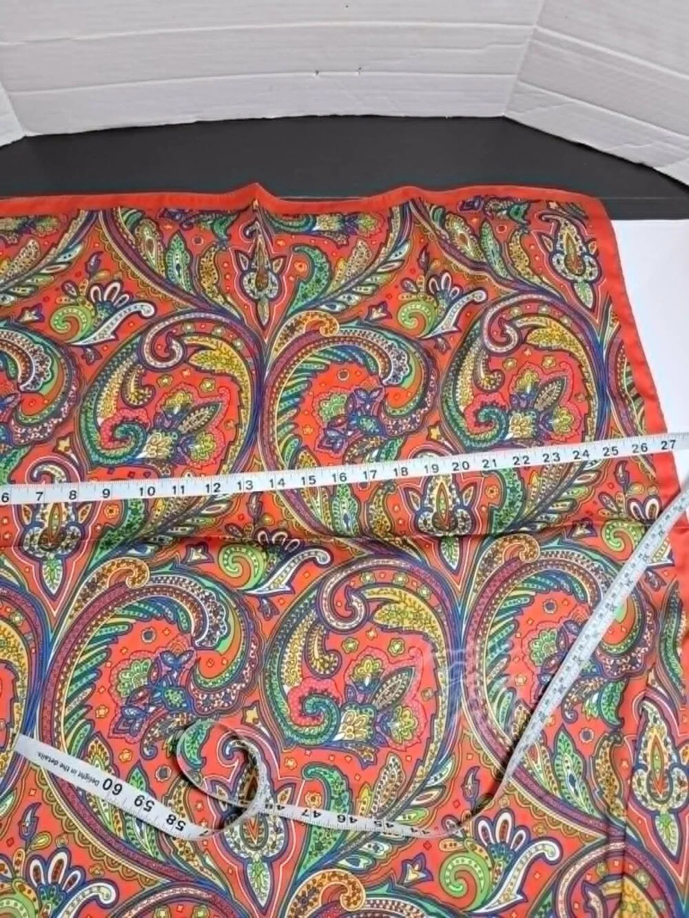 Red Satin Multicolor Paisley Scarf
